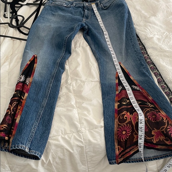 H&M Blue Flare Jeans with Black and Red Embroidery - Picture 6 of 6